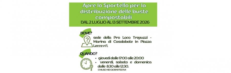 APRE IL FRONT OFFICE PER LA DISTRIBUZIONE DELLE BUSTE COMPOSTABILI 