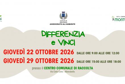 Differenzia e Vinci - 22 e 29 ottobre 2026 - CCR Alberobello